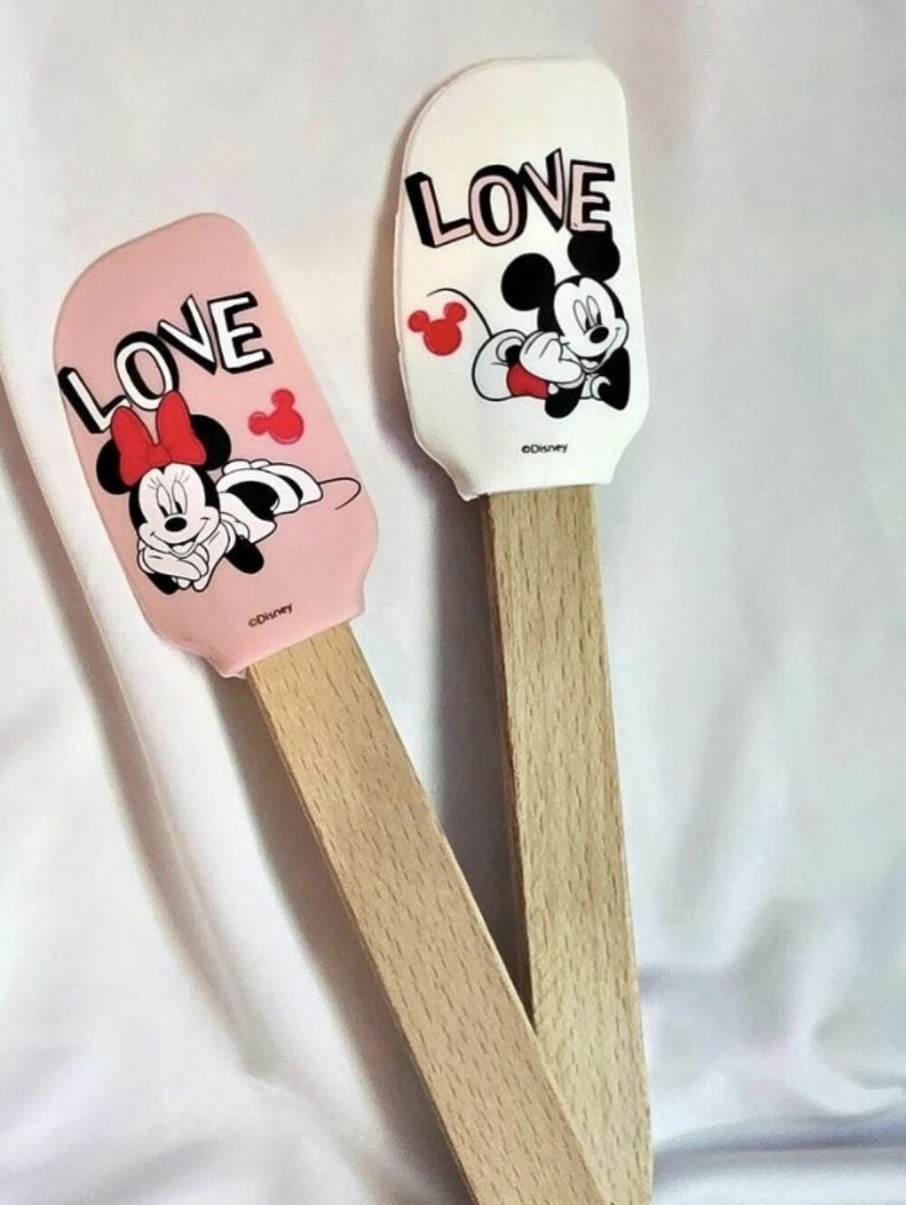 Disney Mickey & Minnie Love Silicone Spatula Duo - Pink & White